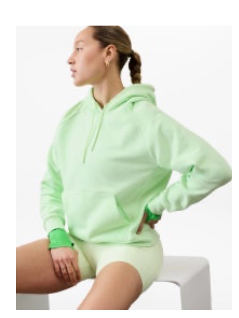 BNWT Athleta Easy Fleece Hoodie Sweatshirt Mint Green Size Small